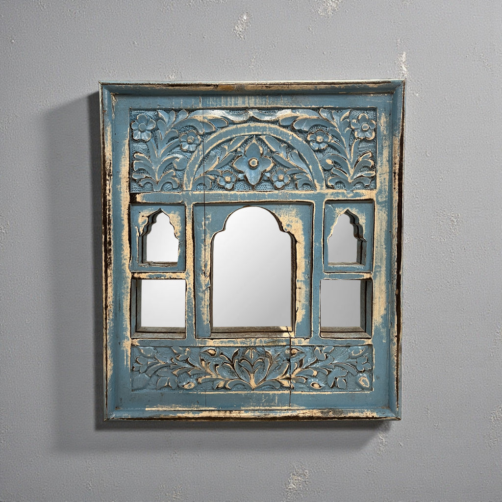 Light Blue Jharokha Mirror