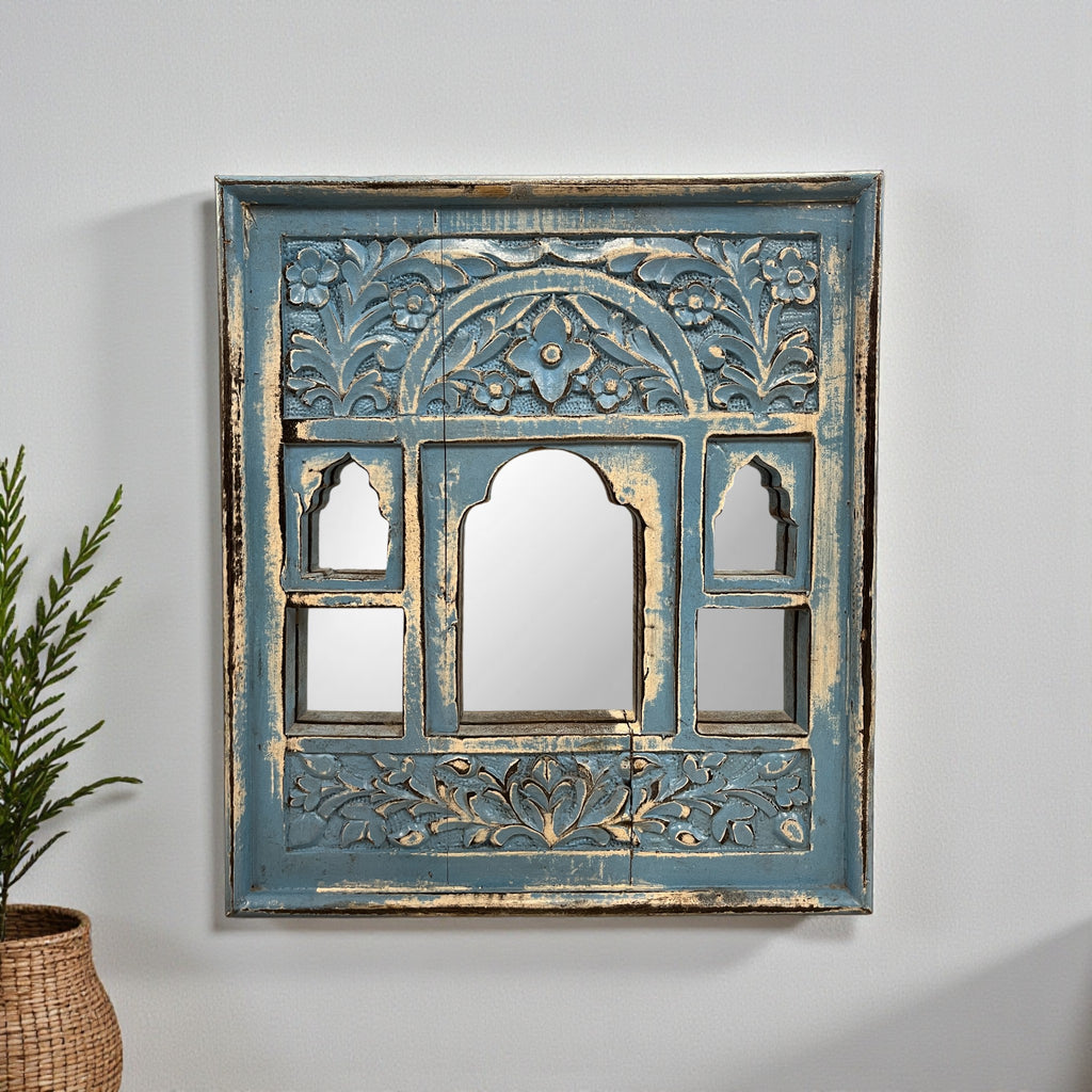 Light Blue Jharokha Mirror