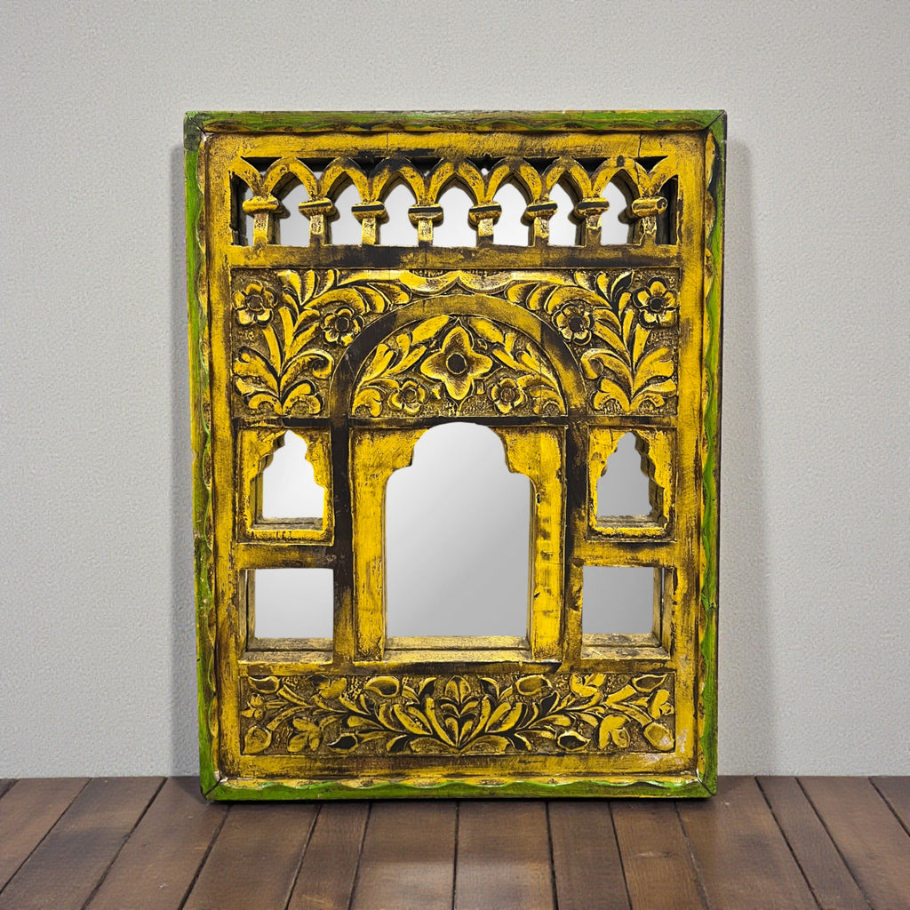 Small Yellow Jharokha Mirror