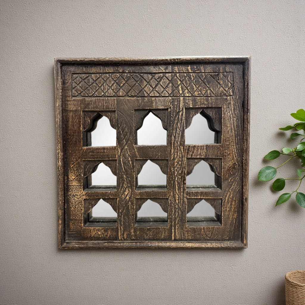 Jaali Charm Mirror - Brown