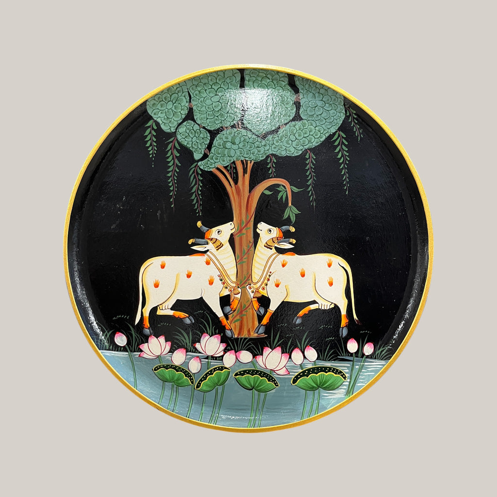 Hand Painted Nandi Wall Plate Black