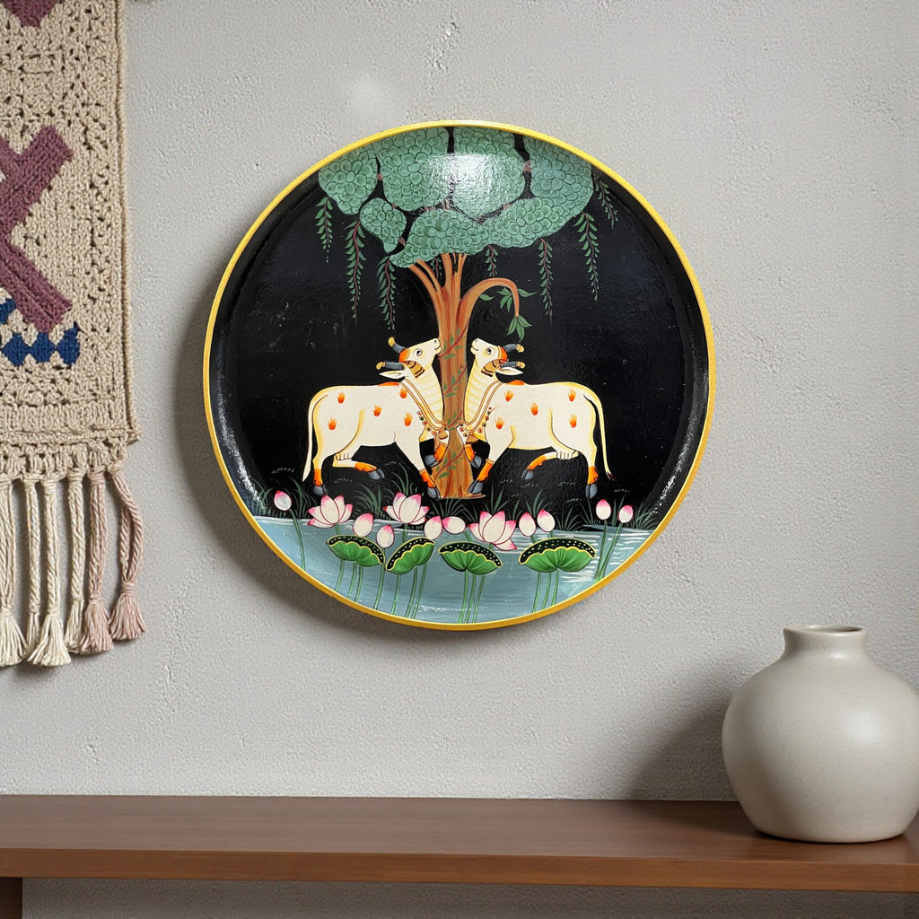 Hand Painted Nandi Wall Plate Black