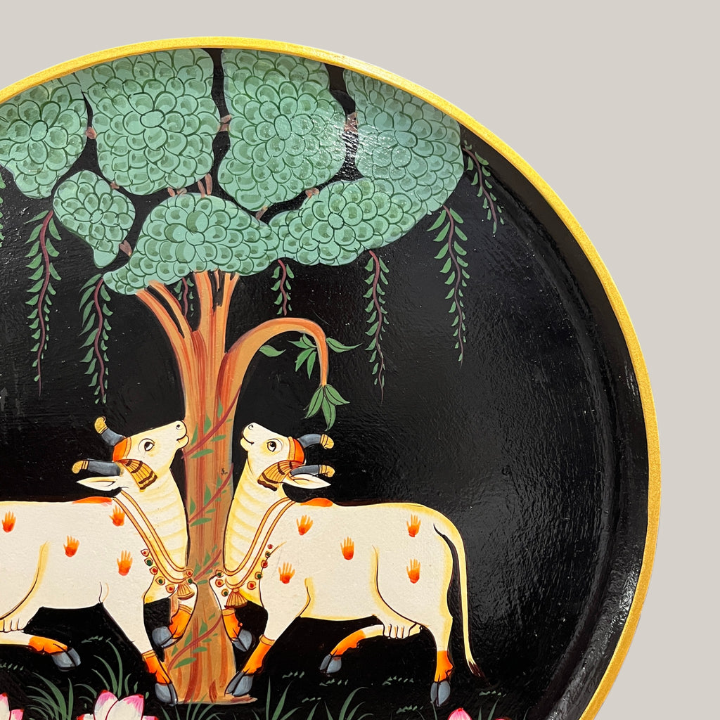 Hand Painted Nandi Wall Plate Black