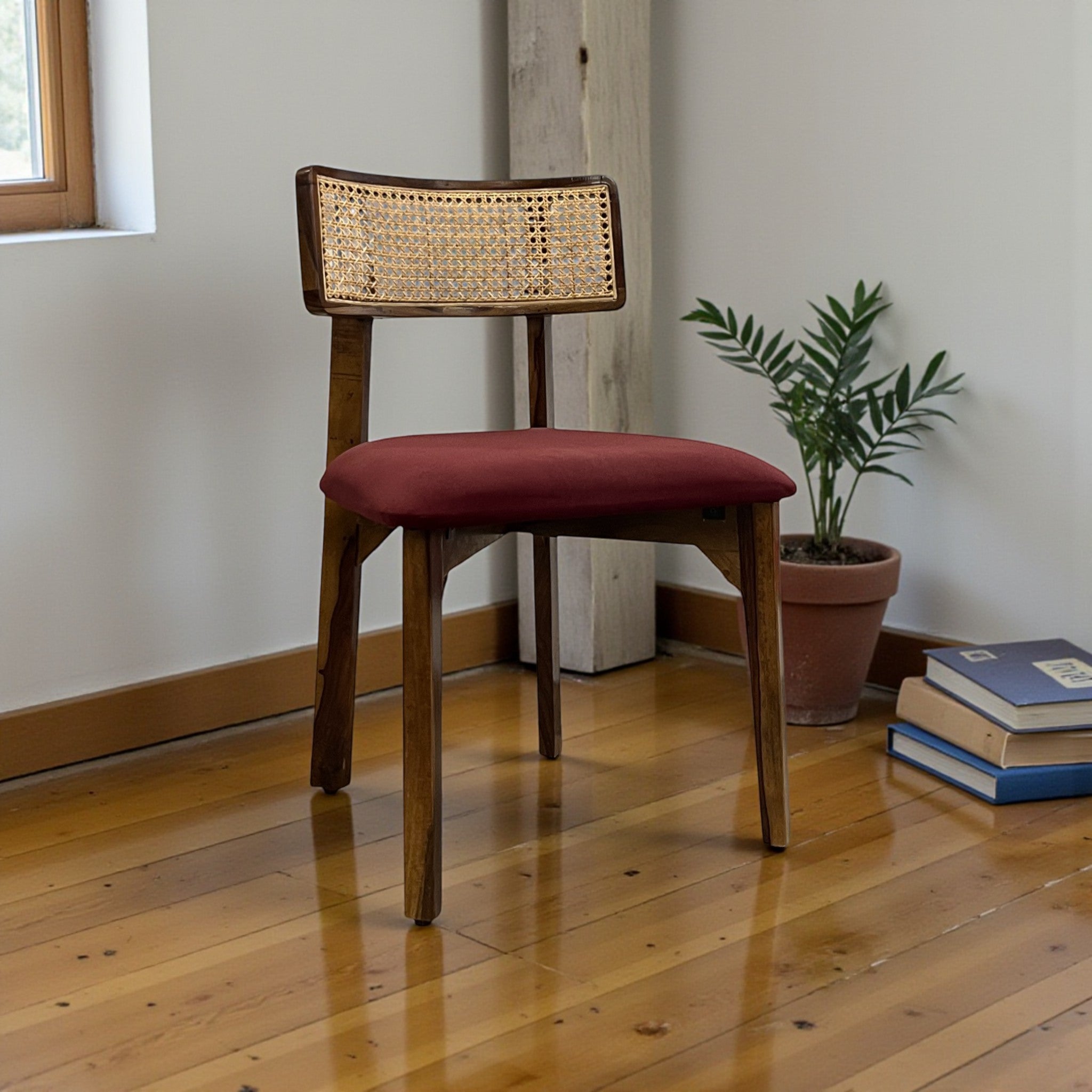 Maroon Rattan Chair