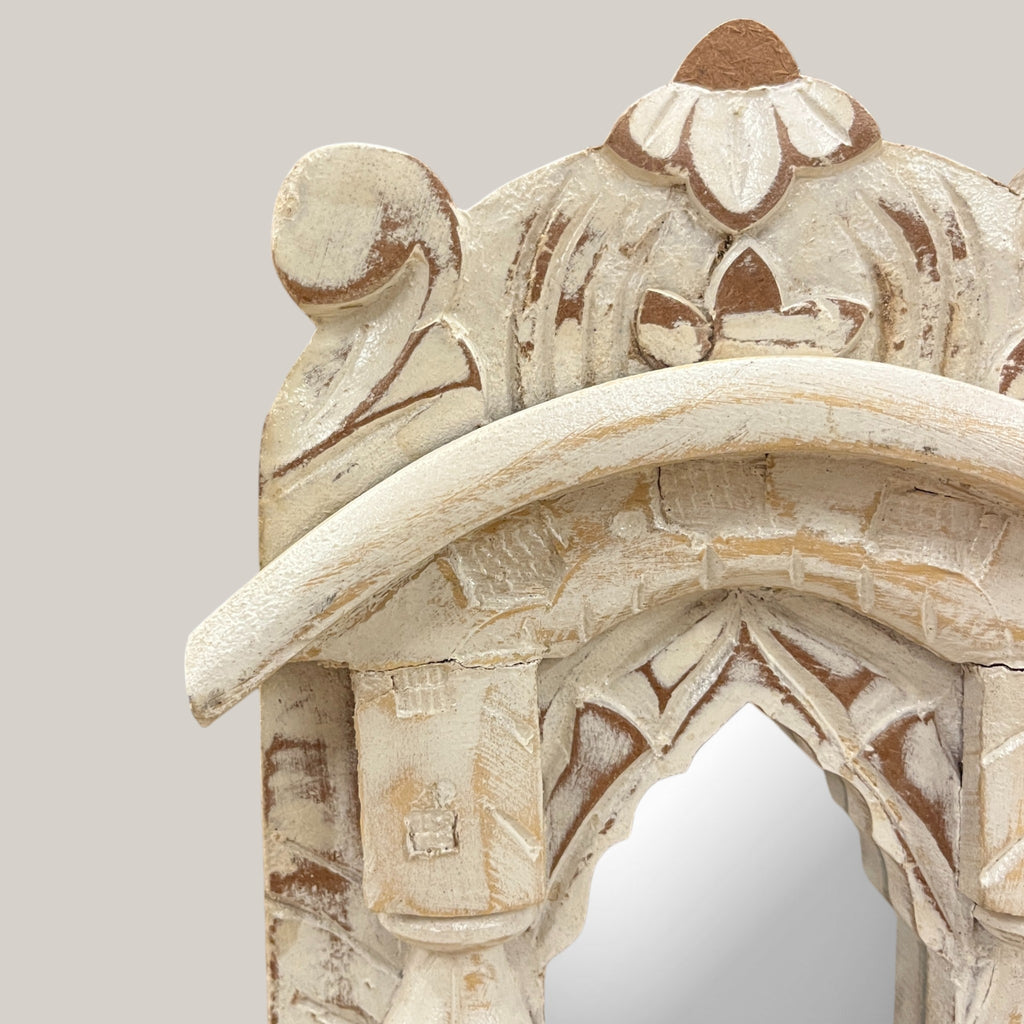 White Wooden Jharokha Wall Mirrors Set