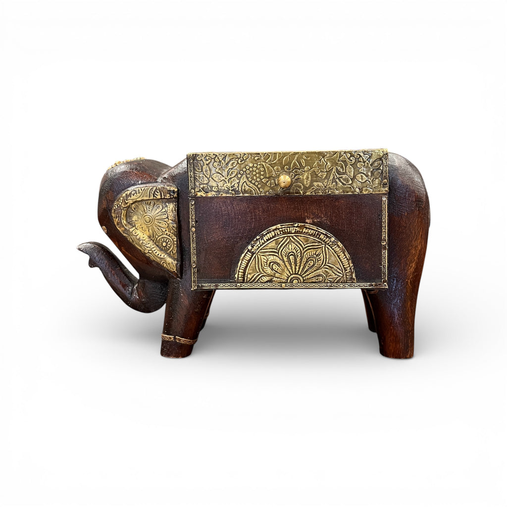 Handcrafted Wooden Elephant Storage Box