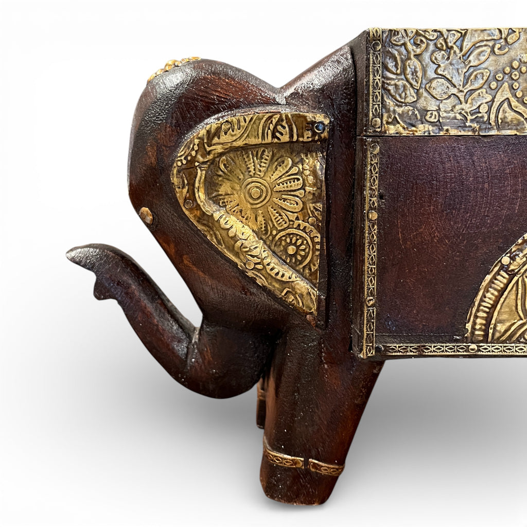 Handcrafted Wooden Elephant Storage Box
