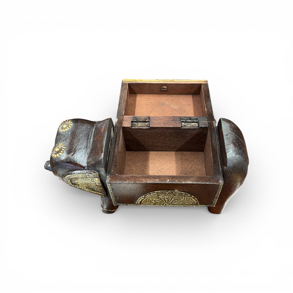 Handcrafted Wooden Elephant Storage Box