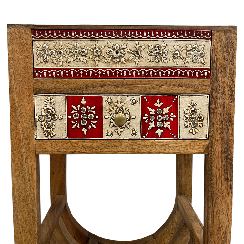 Red & White Wood Side Cabinet