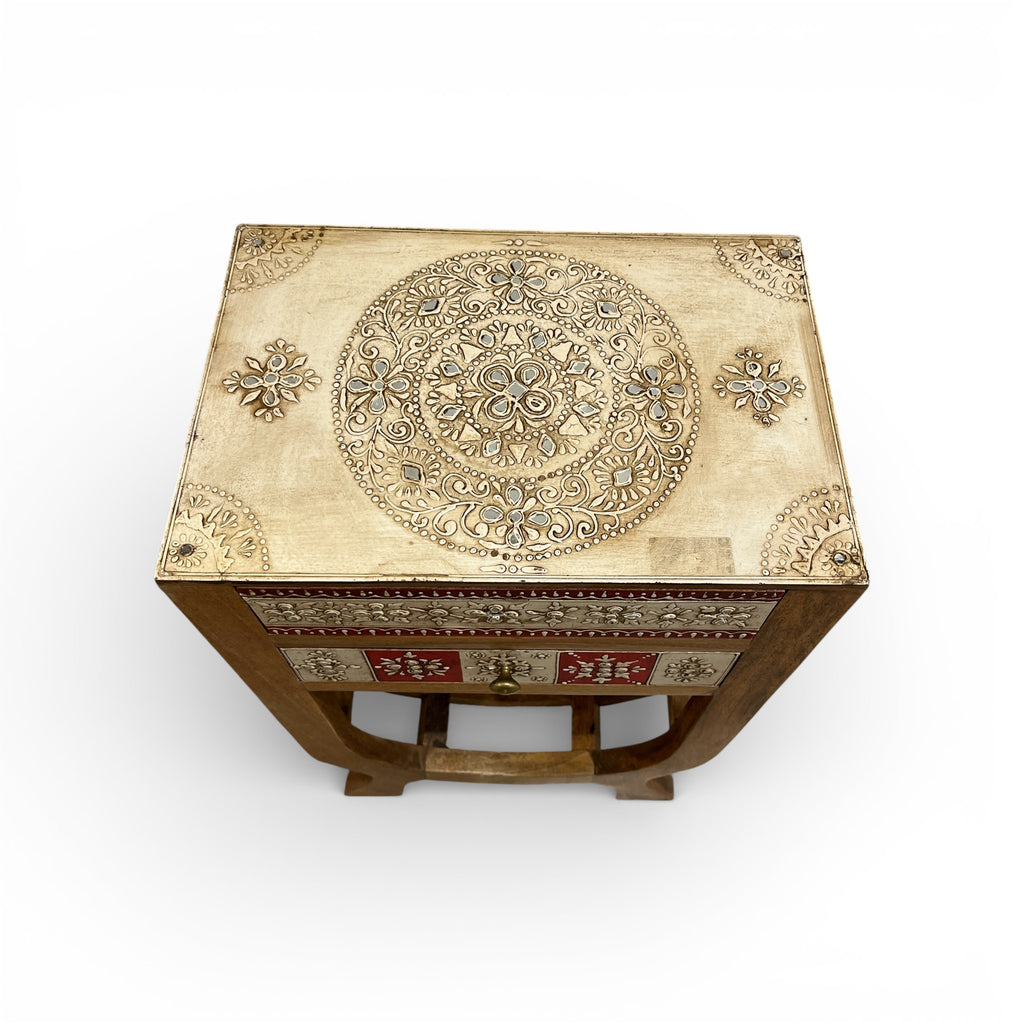 Red & White Wood Side Cabinet