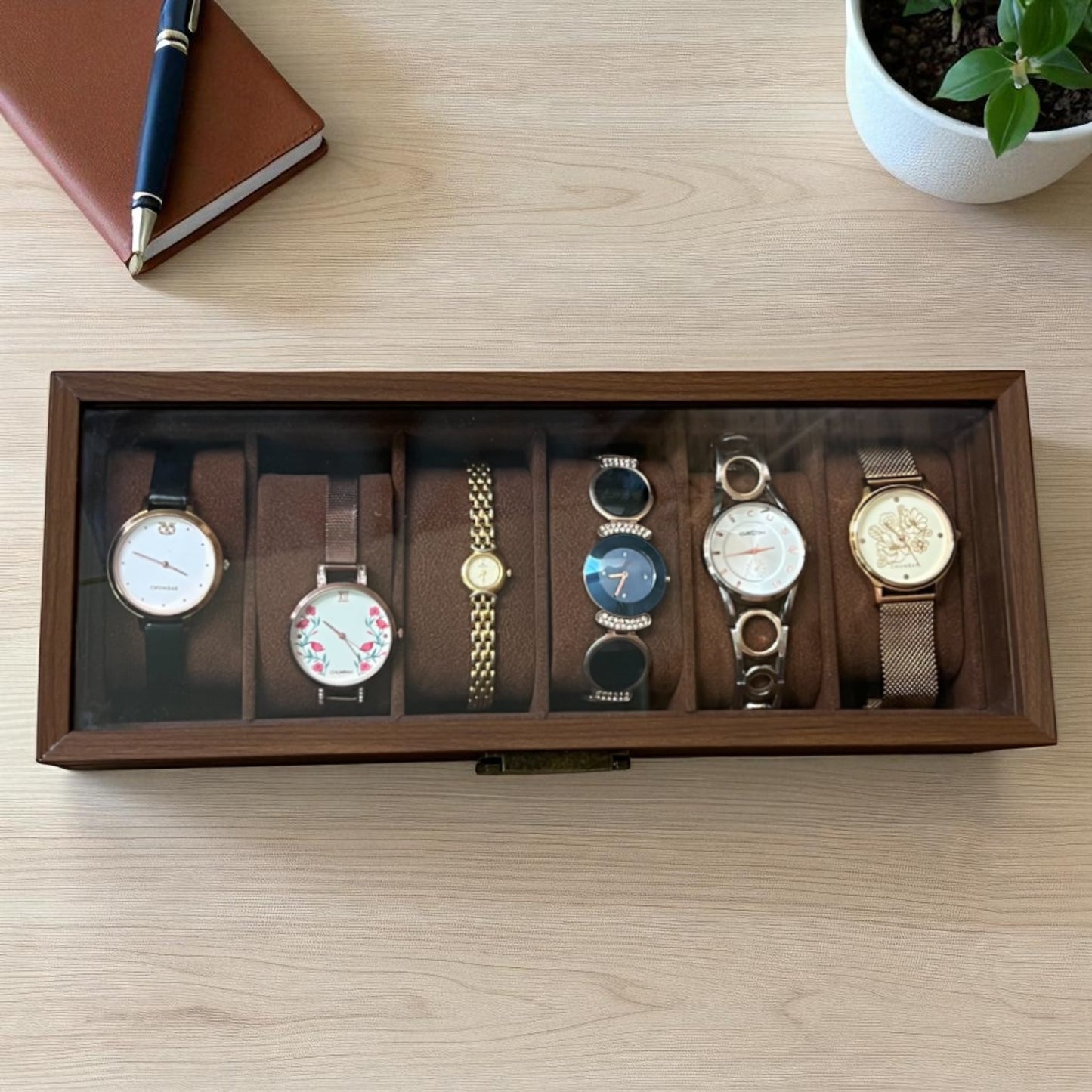 6-Slot Wooden Watch Box