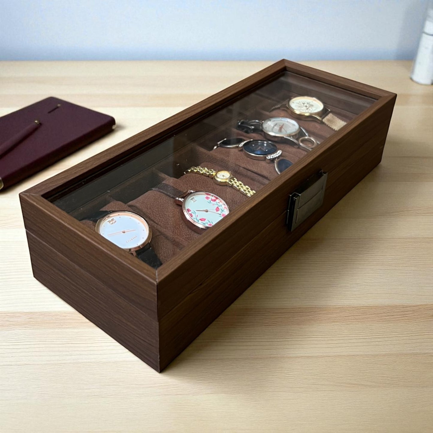 6-Slot Wooden Watch Box