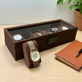 6-Slot Wooden Watch Box