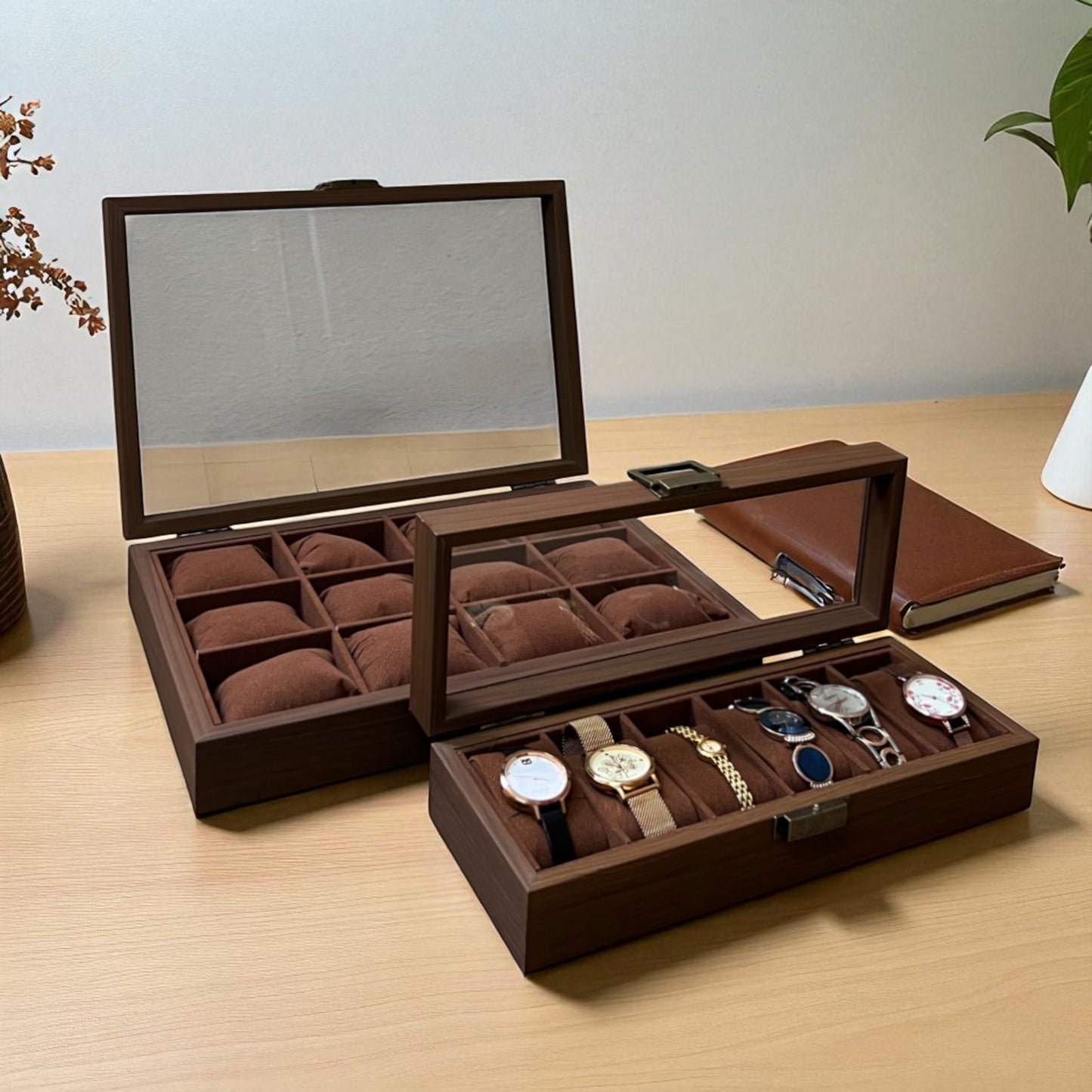 6-Slot Wooden Watch Box