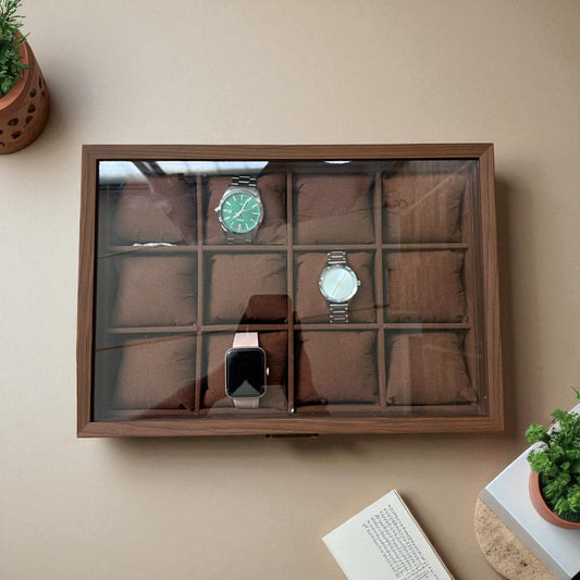 12 Slot Wooden Watch Box