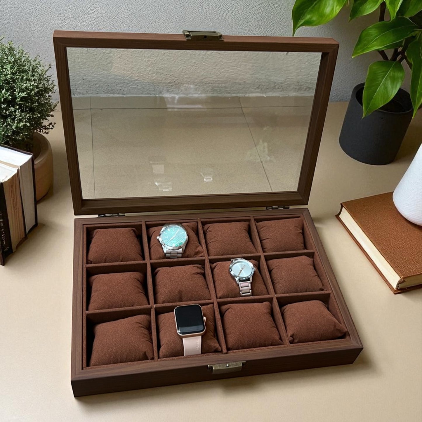 12 Slot Wooden Watch Box