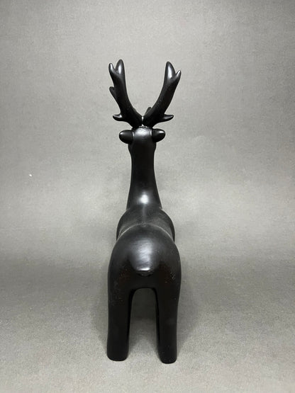Sleek Black Deer Figurine Set