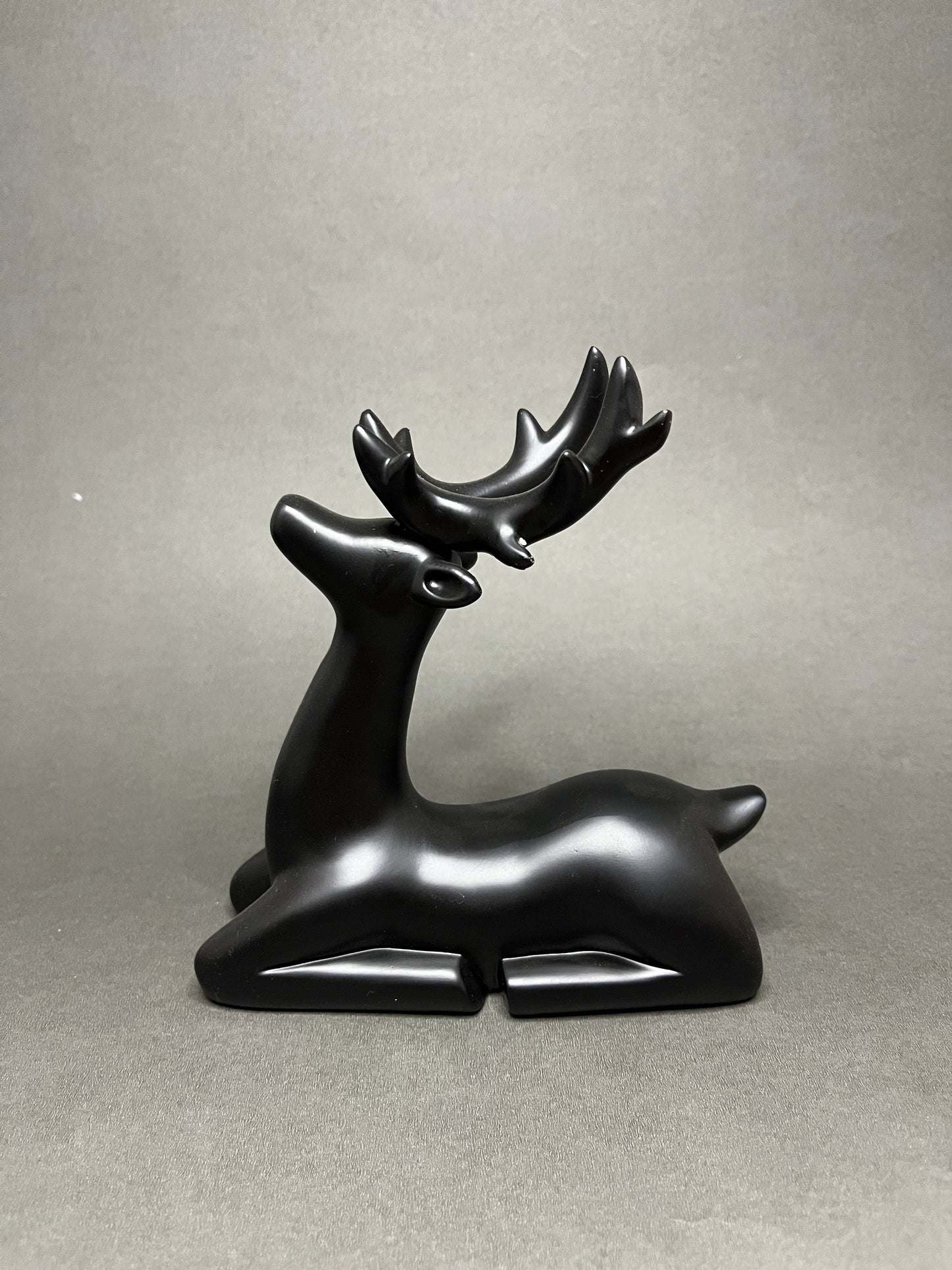 Sleek Black Deer Figurine Set