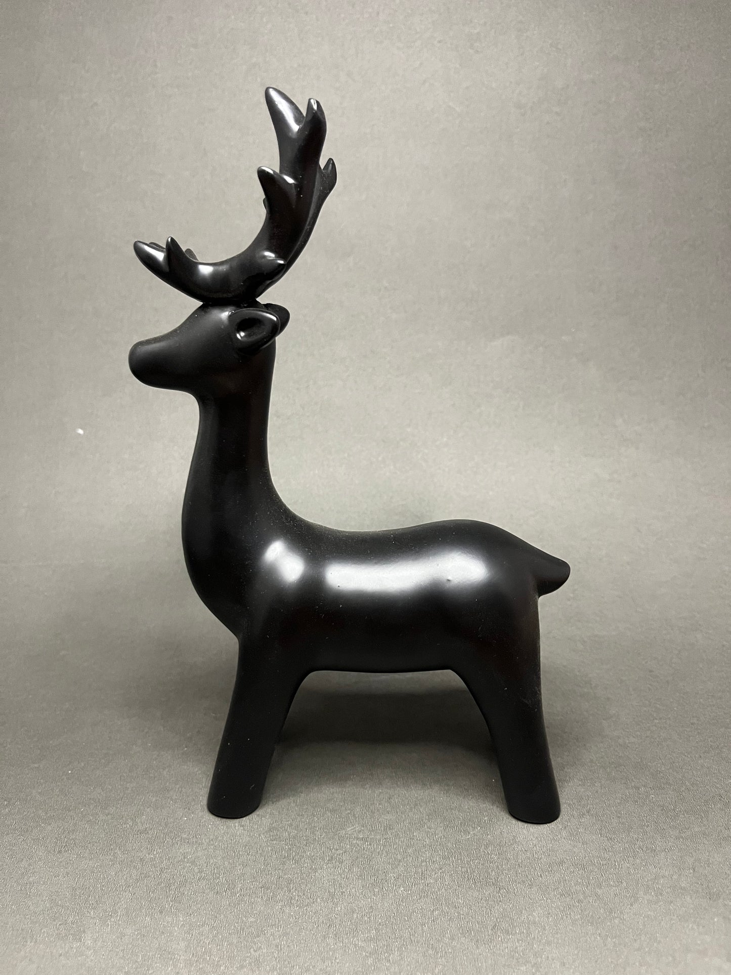 Sleek Black Deer Figurine Set