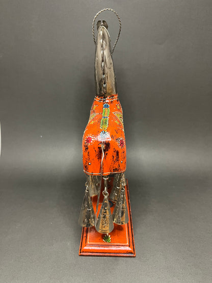 Handpainted Horse Figurine with Bells - Orange