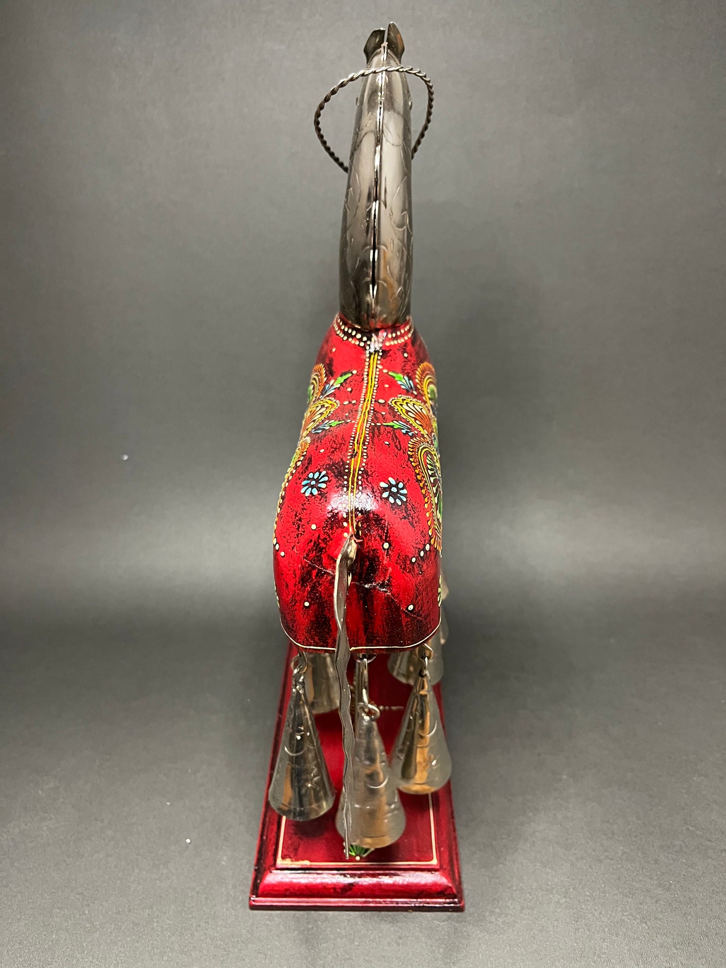 Handcpainted Horse Figurine with Bells - Red