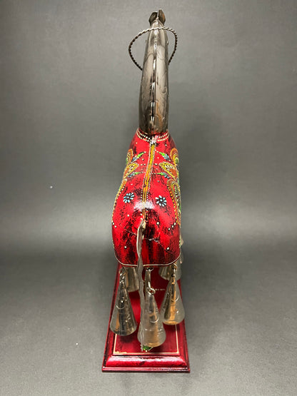 Handcpainted Horse Figurine with Bells - Red
