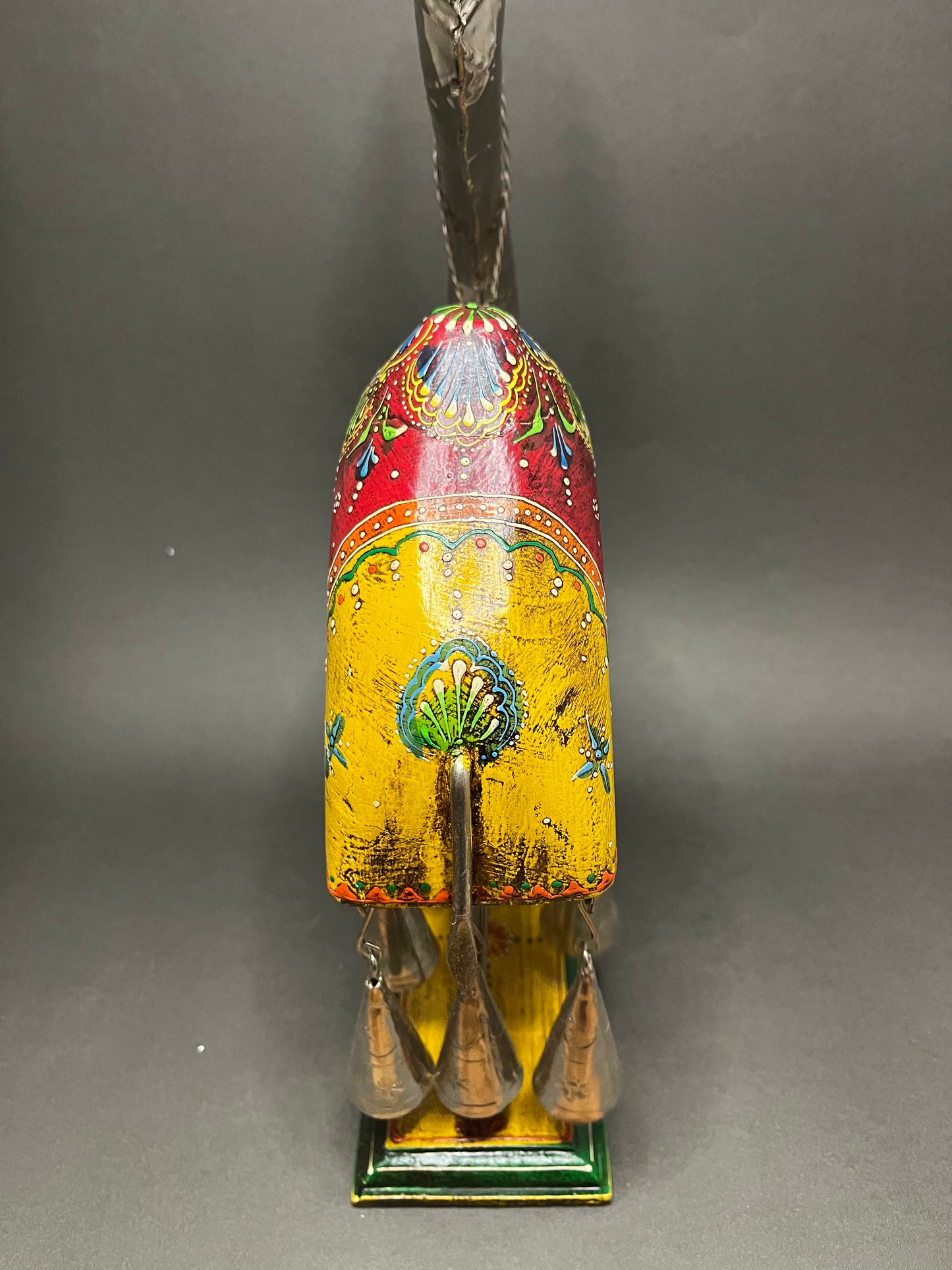 Handpainted Camel Figurine with Bells - Yellow