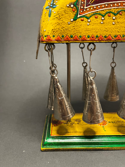 Handpainted Camel Figurine with Bells - Yellow