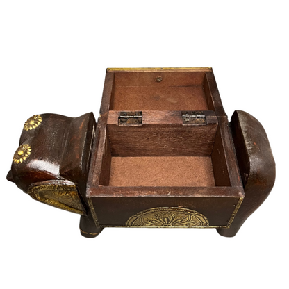 Handcrafted Wooden Elephant Storage Box
