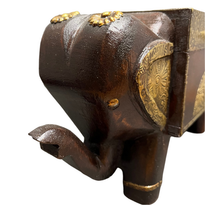Handcrafted Wooden Elephant Storage Box