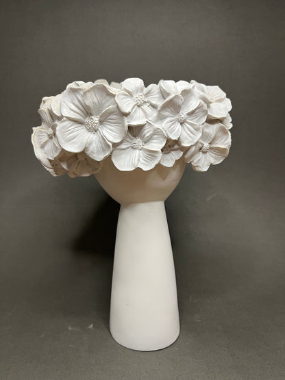White Floral Crown Face Vase