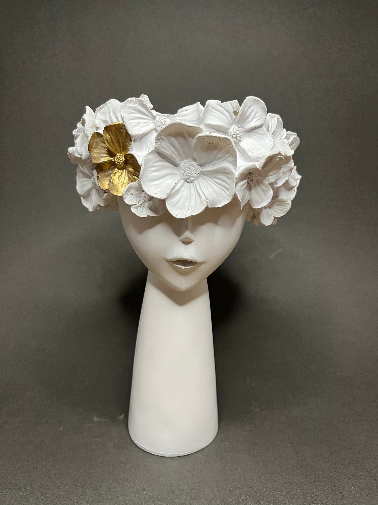 White Floral Crown Face Vase
