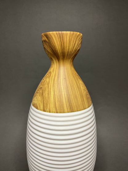 Modern Ceramic & Wood Vase Set