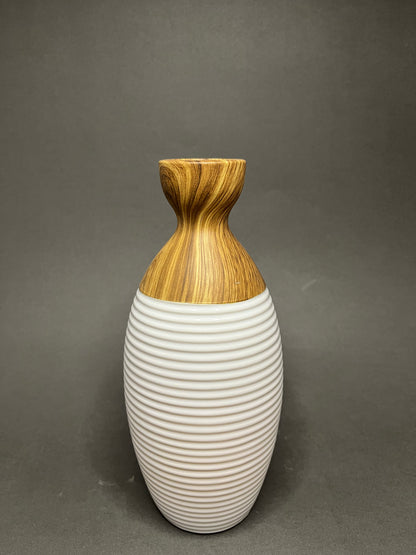 Modern Ceramic & Wood Vase Set