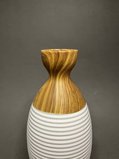 Modern Ceramic & Wood Vase Set