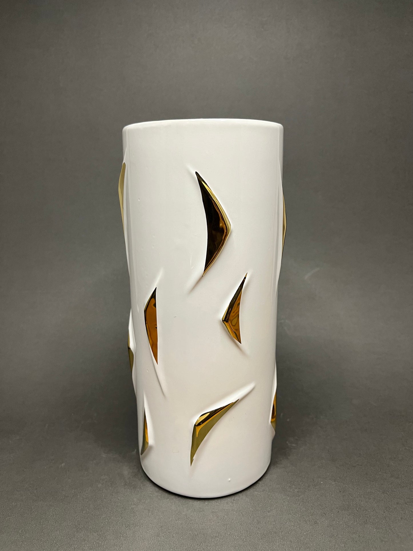 Modern White & Gold Ceramic Vase
