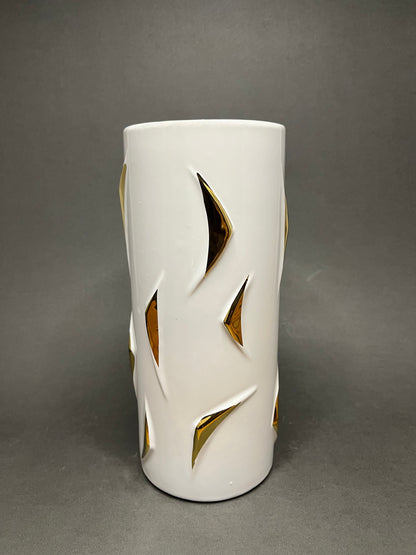 Modern White & Gold Ceramic Vase