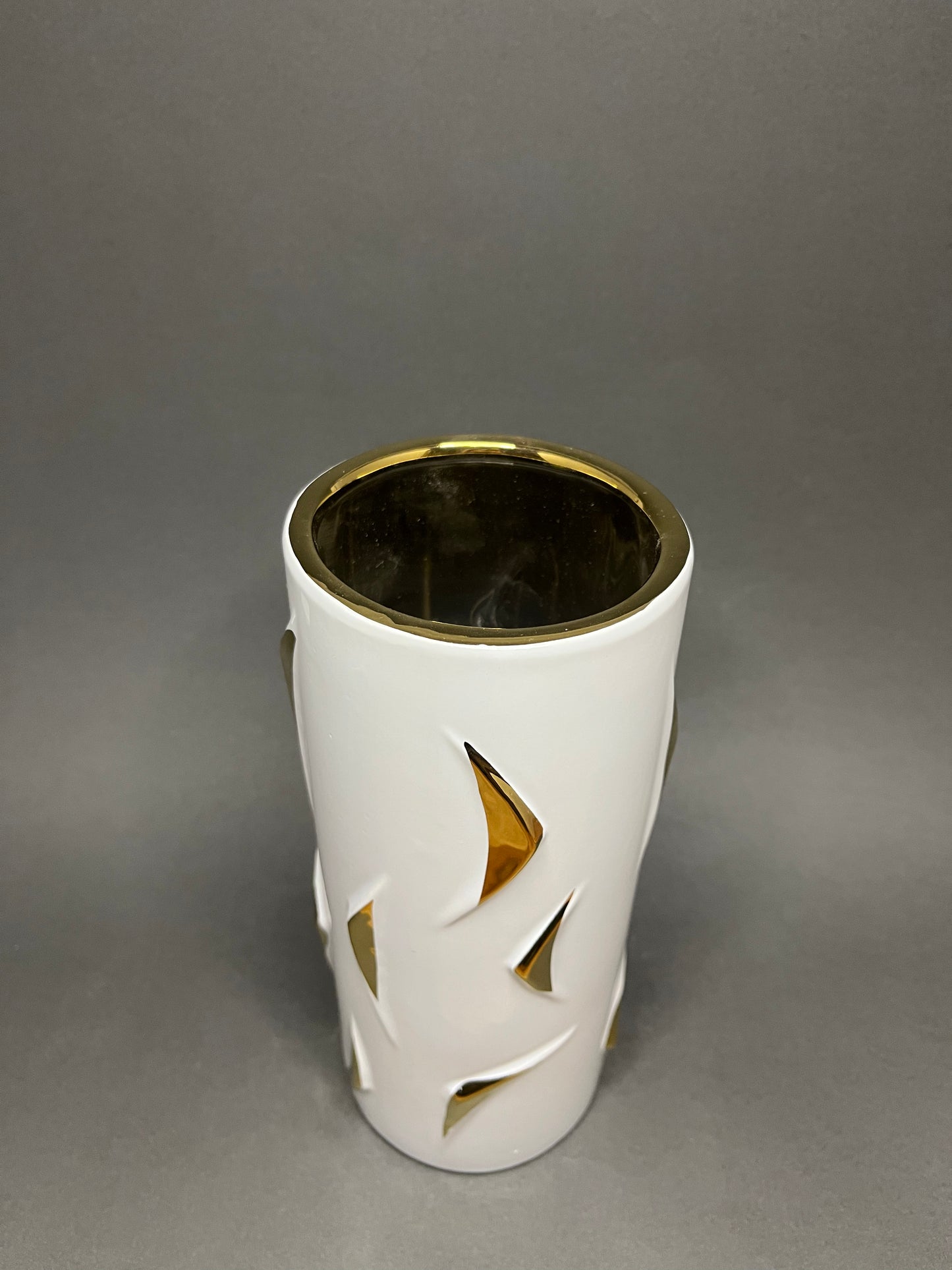 Modern White & Gold Ceramic Vase
