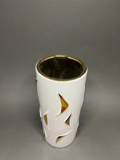 Modern White & Gold Ceramic Vase