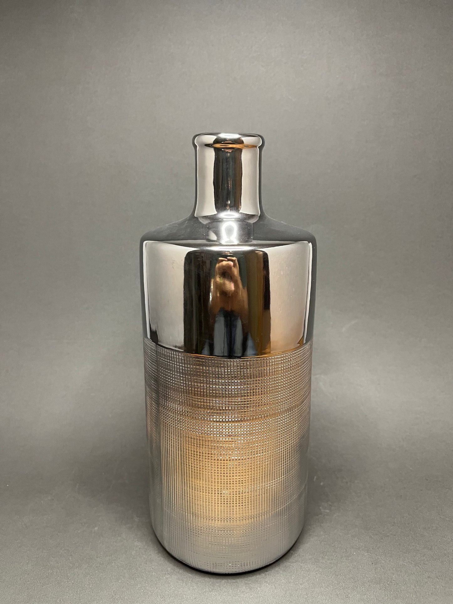 Metallic Silver Metal Vase