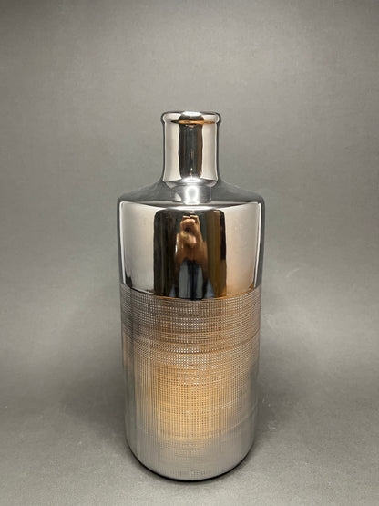 Metallic Silver Metal Vase