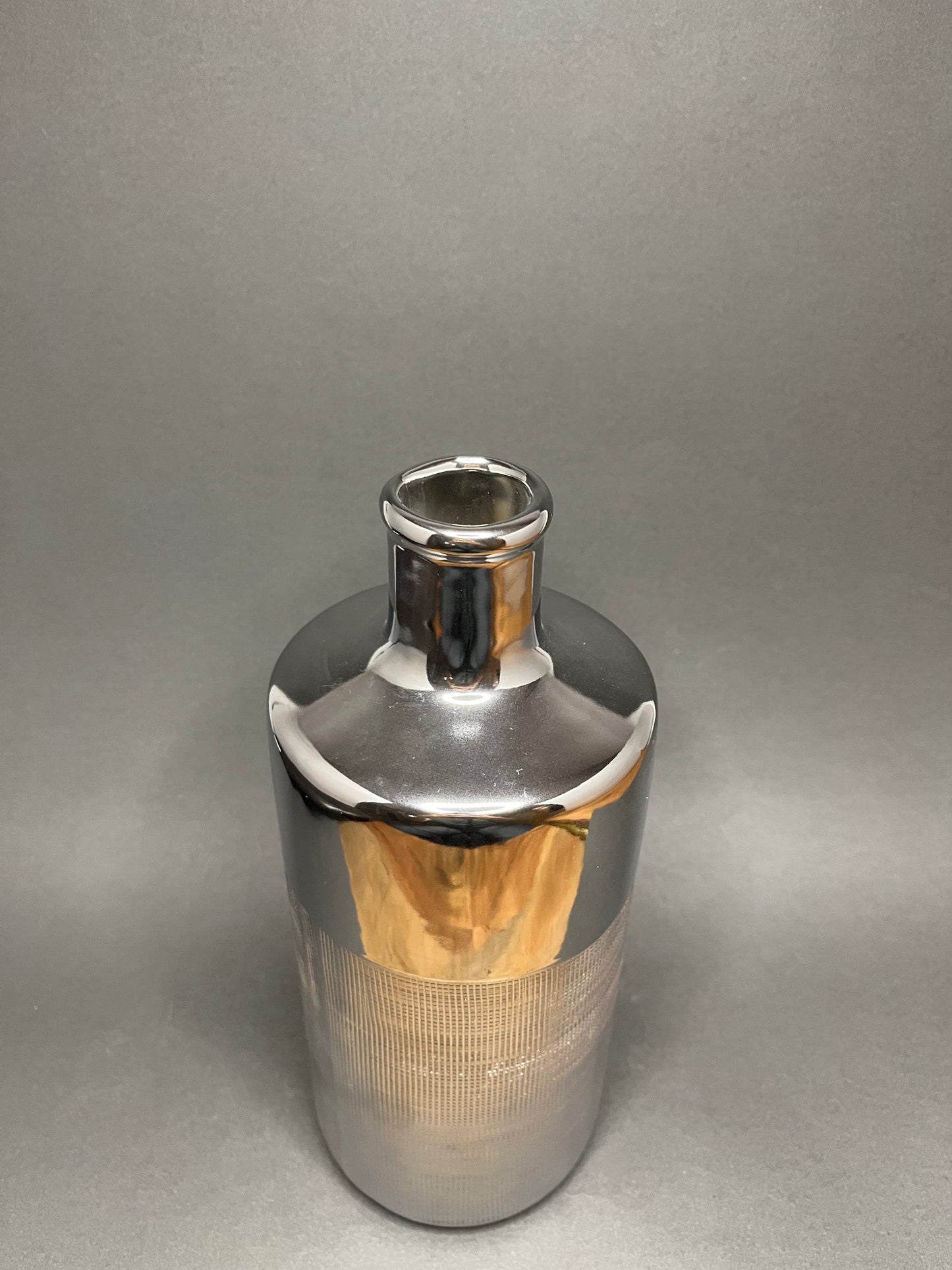 Metallic Silver Metal Vase