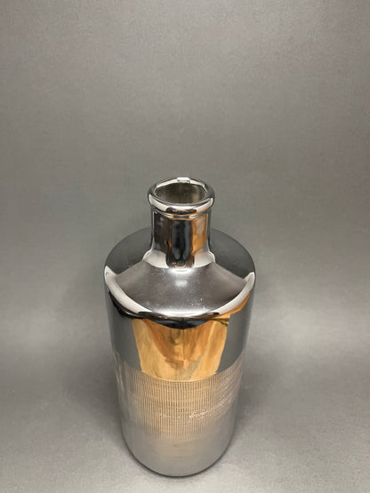 Metallic Silver Metal Vase