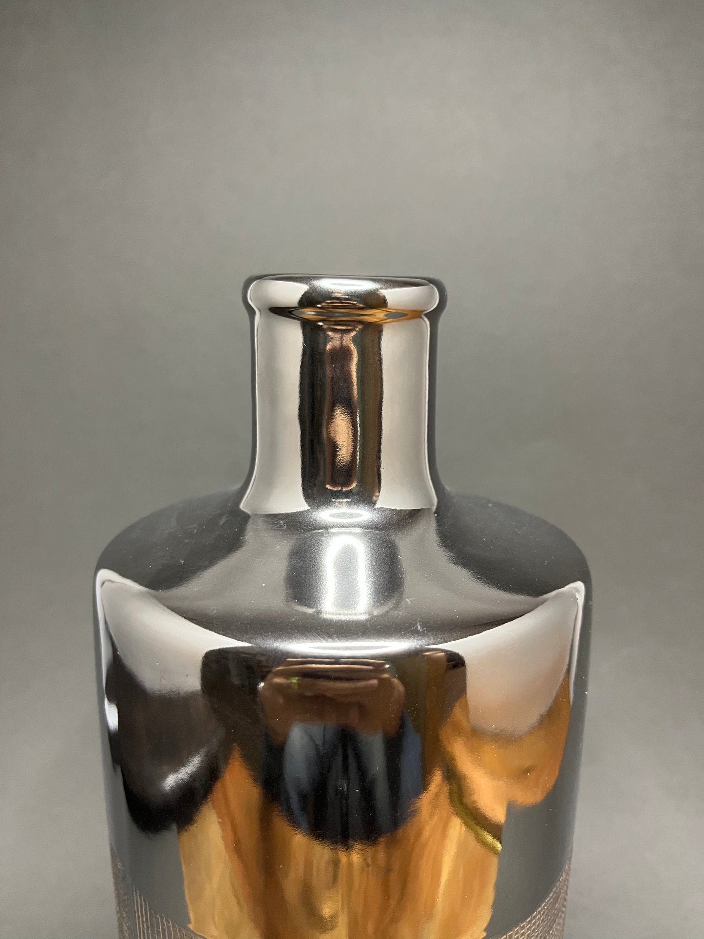 Metallic Silver Metal Vase