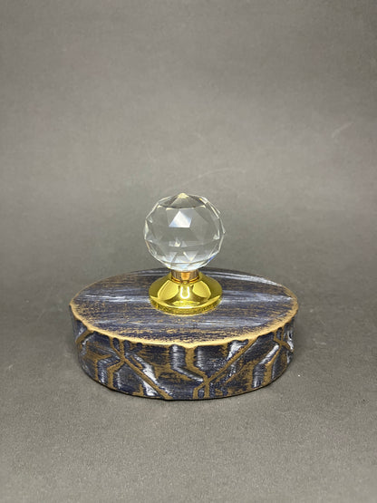 Vintage Geometric Decorative Jar with Crystal Knob