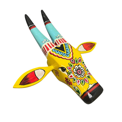 Hand-Painted Wooden Cow Head Wall Decor (Set of 2)
