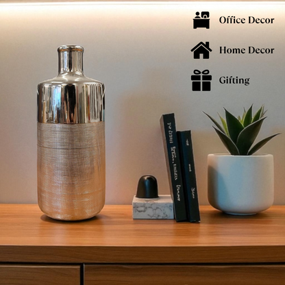 Metallic Silver Metal Vase