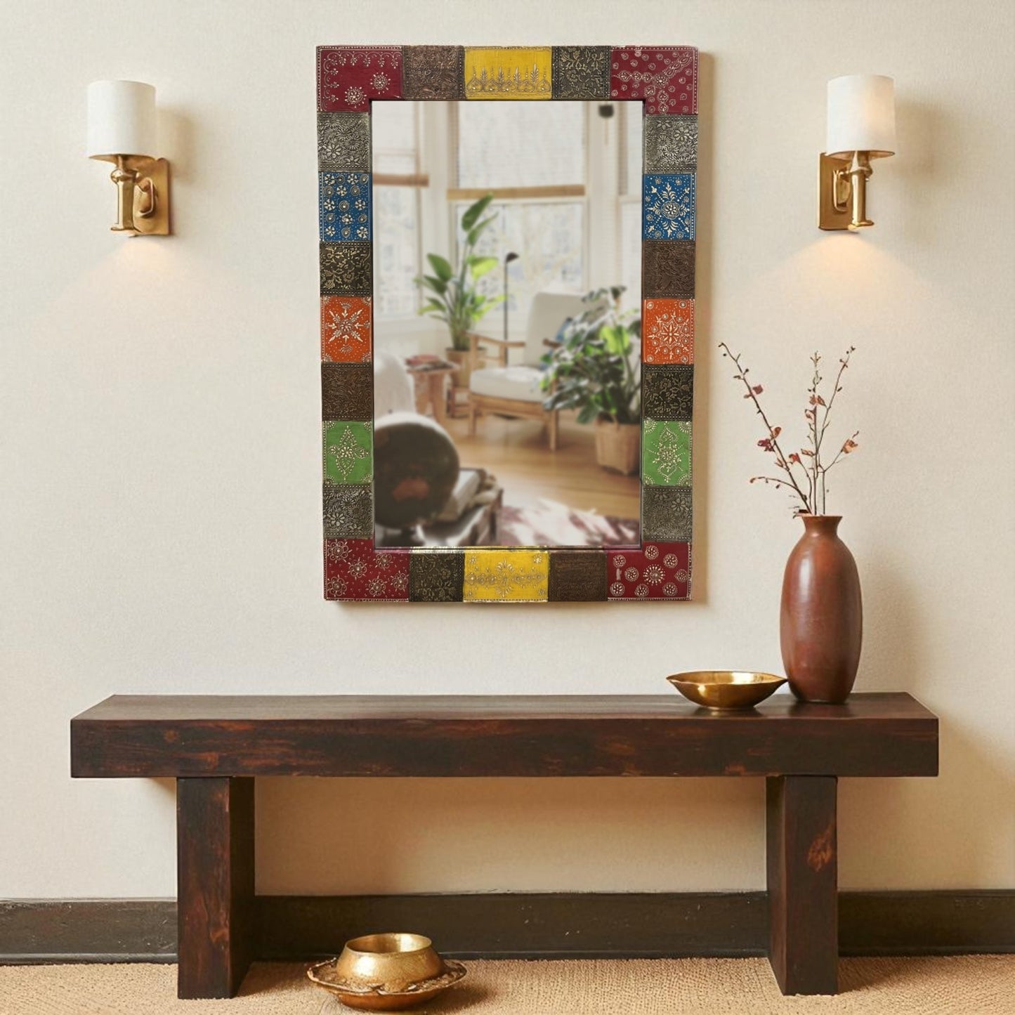 Multicolour Hand-Embossed Mirror