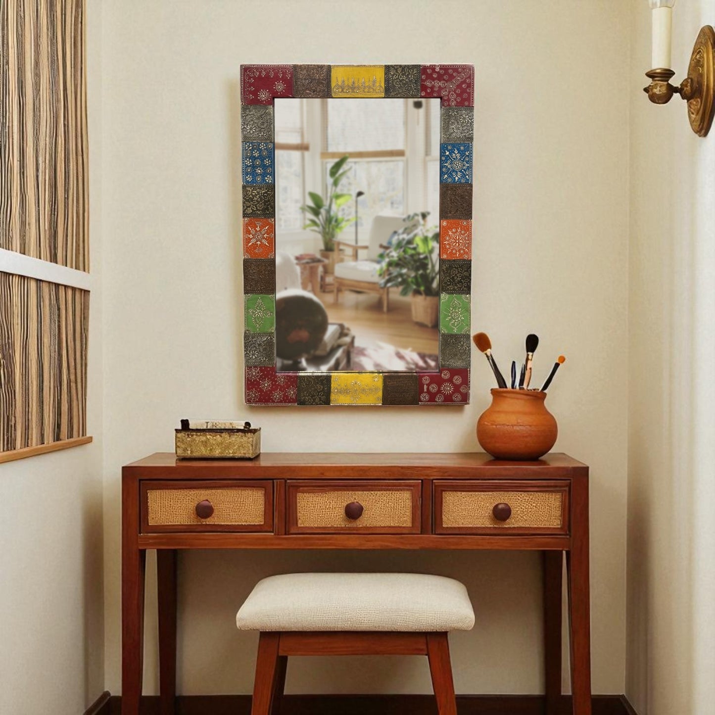 Multicolour Hand-Embossed Mirror