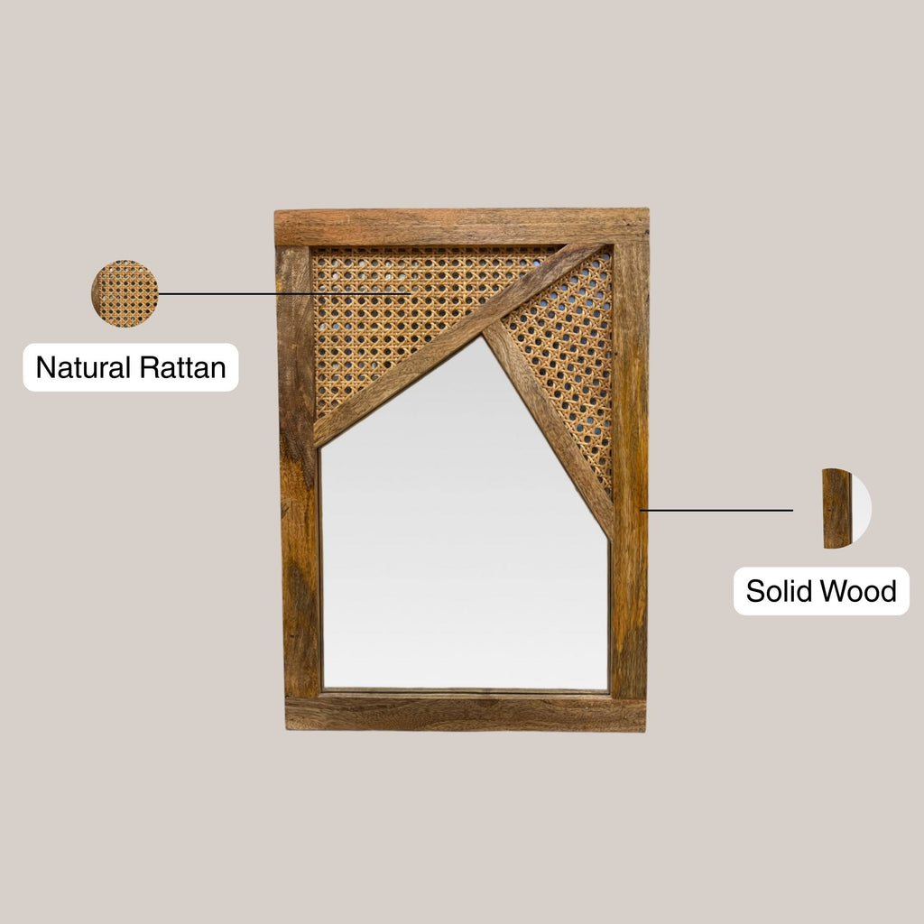 Brown Rattan Mirror